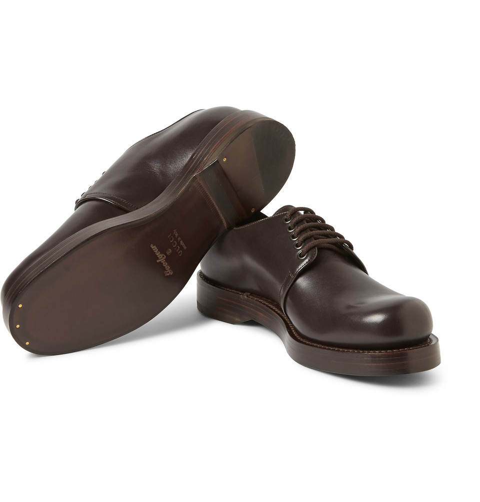 Lyst Gucci TripleSoled Leather Derby Shoes in Brown for Men