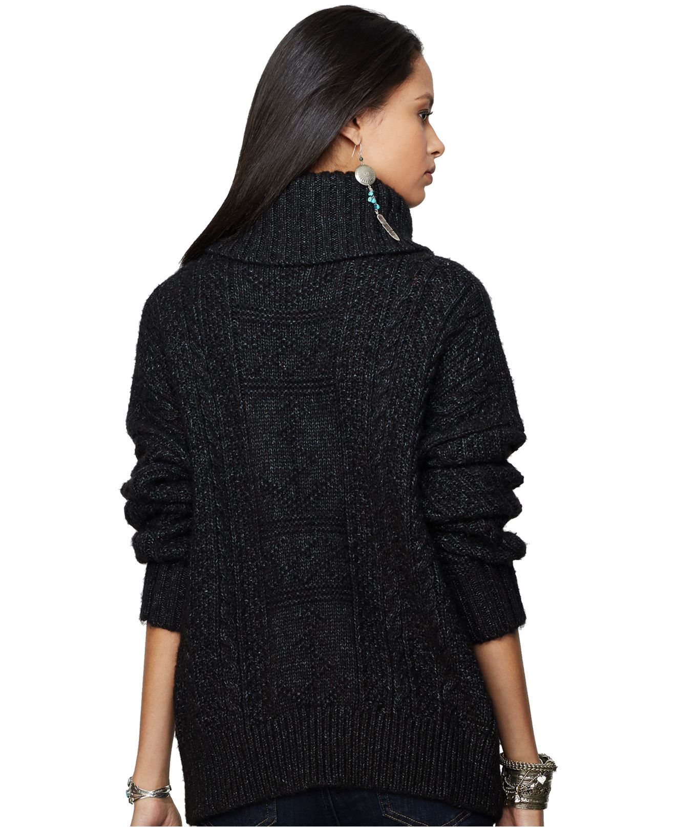 Denim & supply ralph lauren Cable-Knit Turtleneck Sweater in Black ...