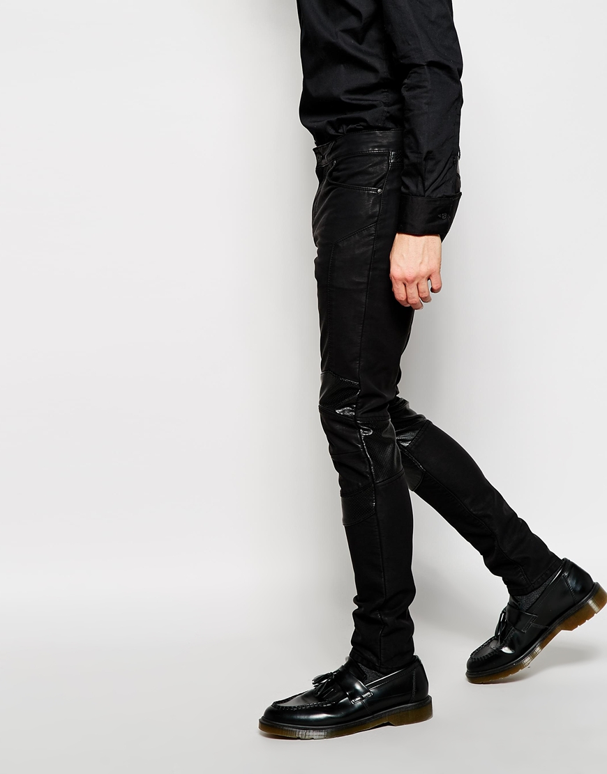 Lyst - Asos Super Skinny Jeans In Leather Look in Black for Men