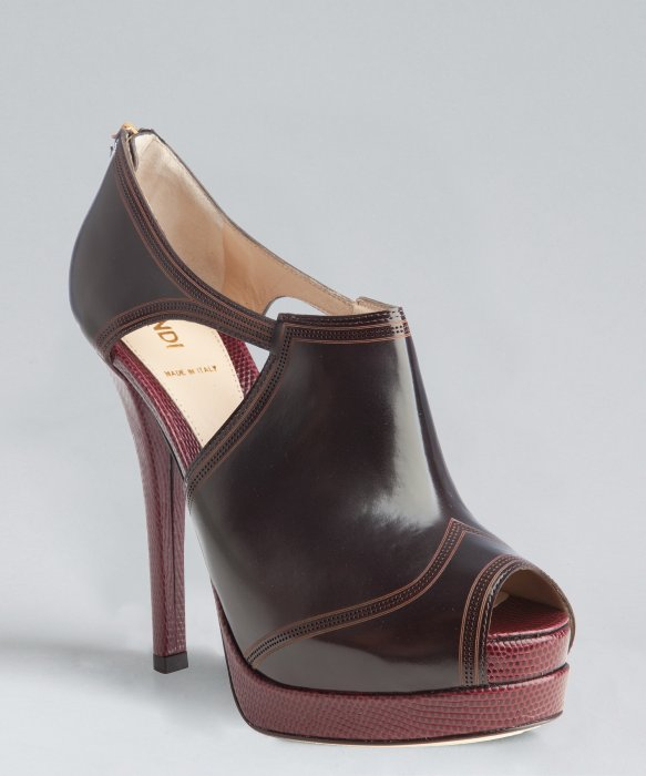 wine colored open toe heels