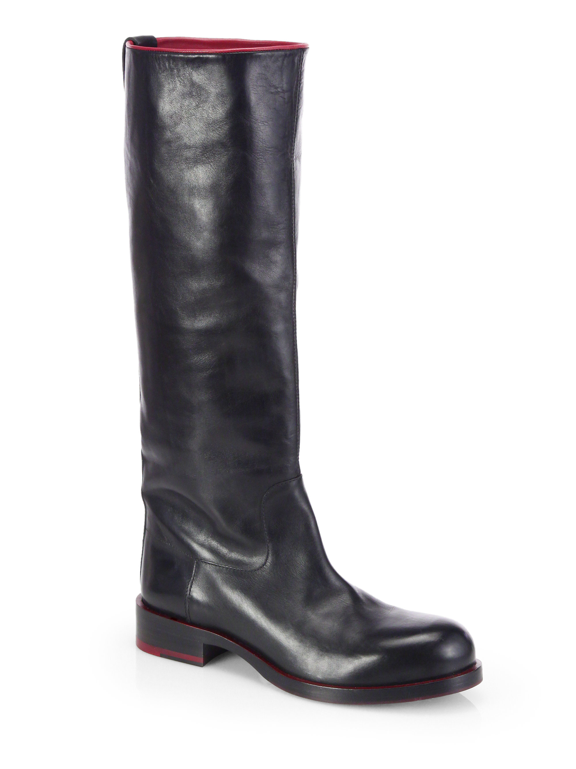 Jil Sander Leather Kneehigh Boots in Black | Lyst