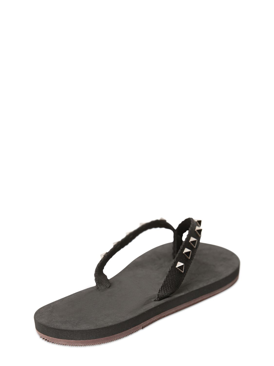 Lyst - Valentino Studded Rubber Flip Flops in Black