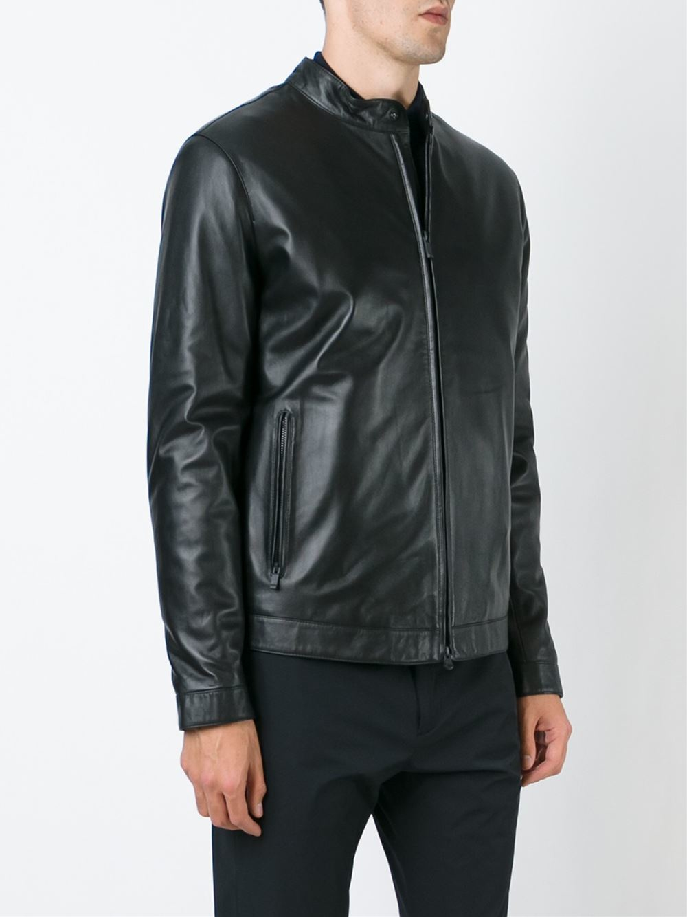Z Zegna Leather Jacket In Black For Men Lyst Gallery