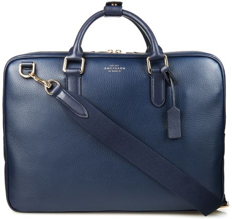 Smythson Leather Briefcase in Blue for Men (NAVY) | Lyst