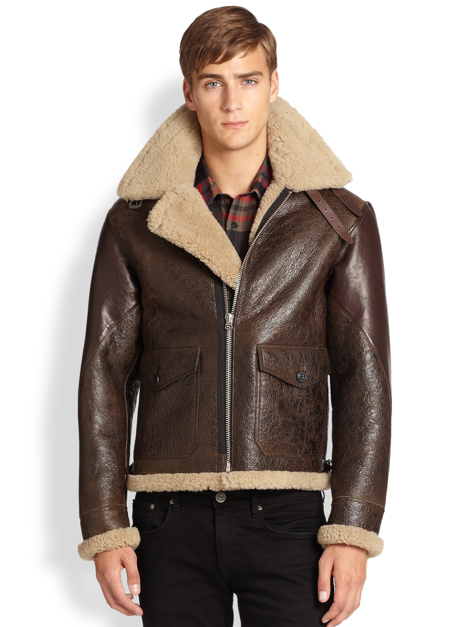 burberry aviator shearling jacket