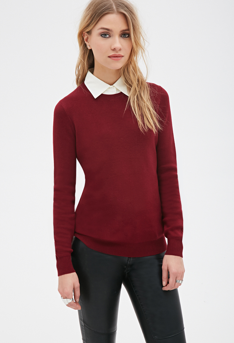 Lyst Forever 21 Layeredcollar Sweater in Purple