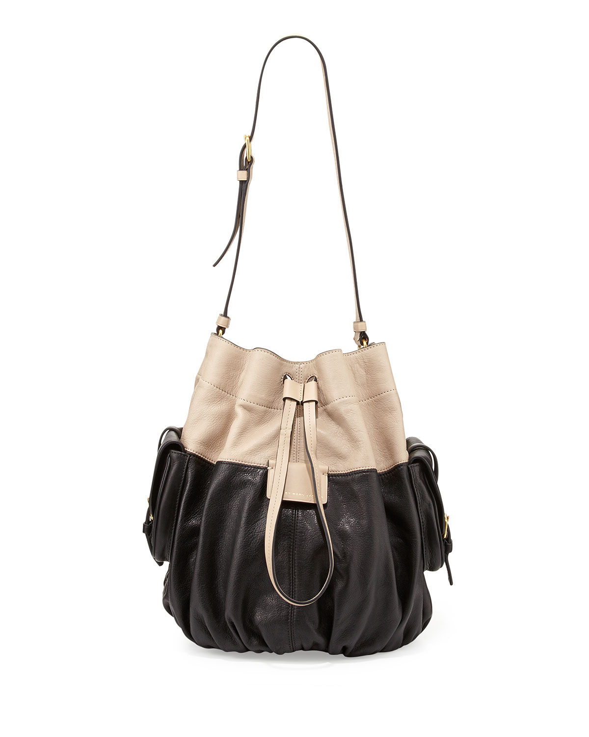 Marc By Marc Jacobs Gather Round Drawstring Leather Bucket Bag Black ...