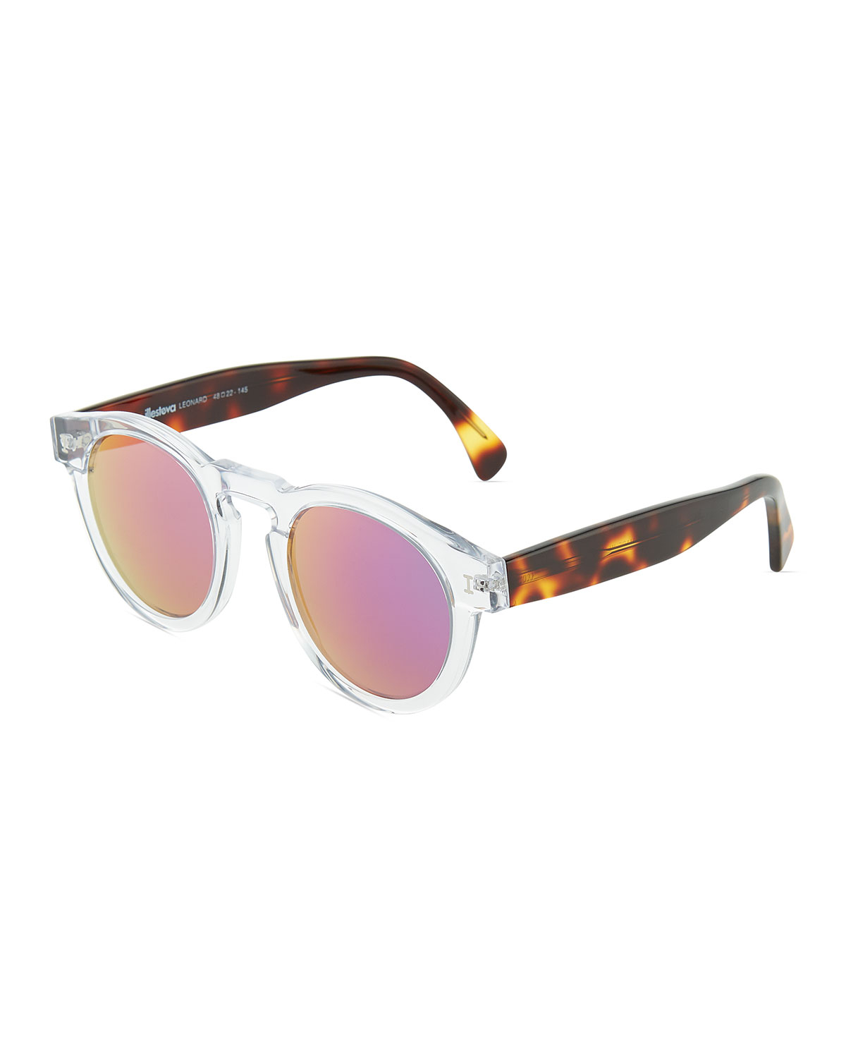 illesteva clear leonard sunglasses with pink mirror lens in pink lyst illesteva clear leonard sunglasses with pink mirror lens in pink lyst