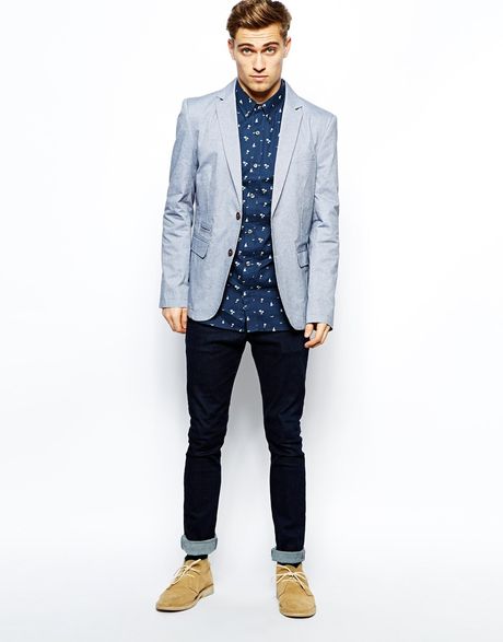 French Connection Jacket Oxford Blazer in Blue for Men | Lyst