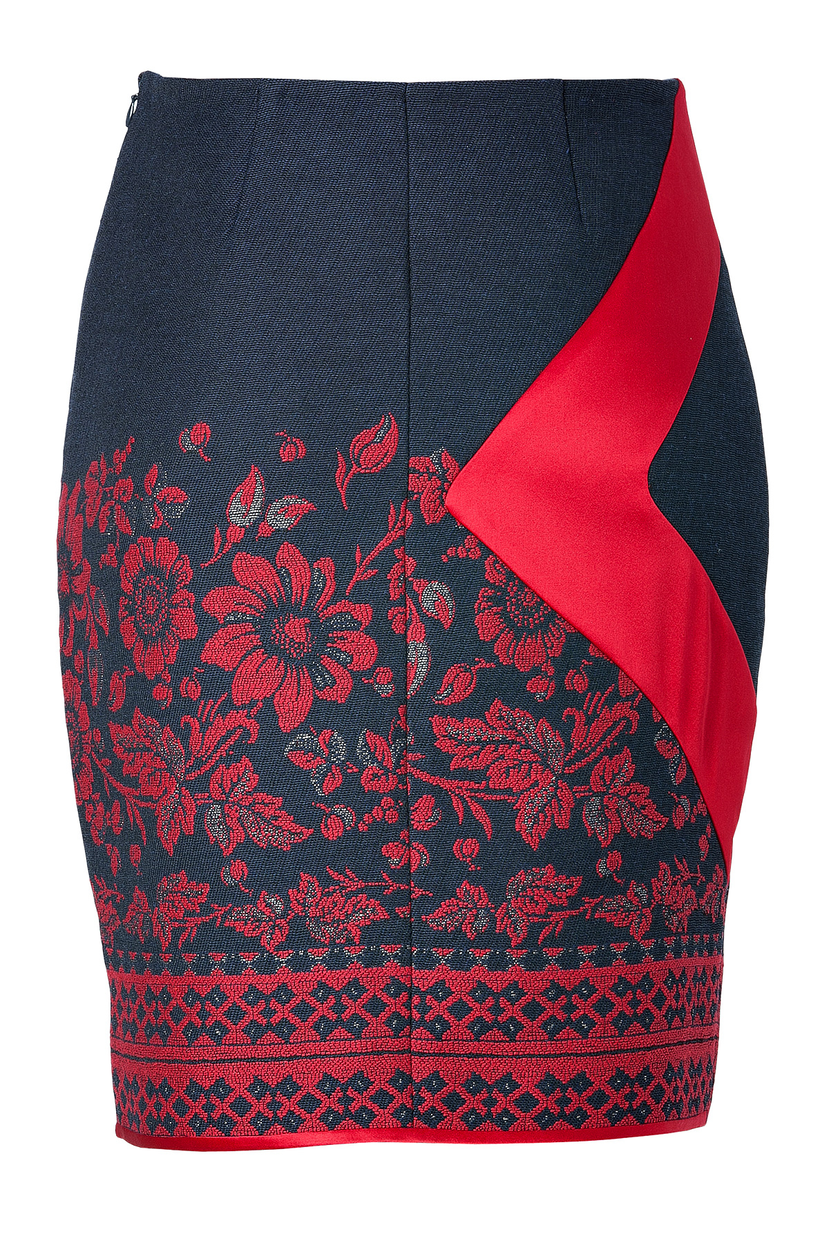 Lyst - Prabal Gurung Piped Border Panel Skirt In Red Floral Print in Red