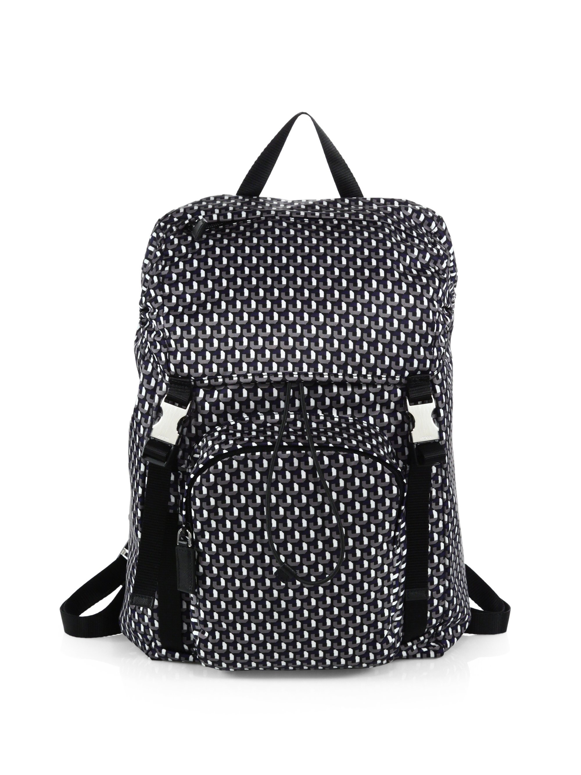 Prada Octagon Print Nylon Backpack in Gray for Men (GREY-MULTI) | Lyst  