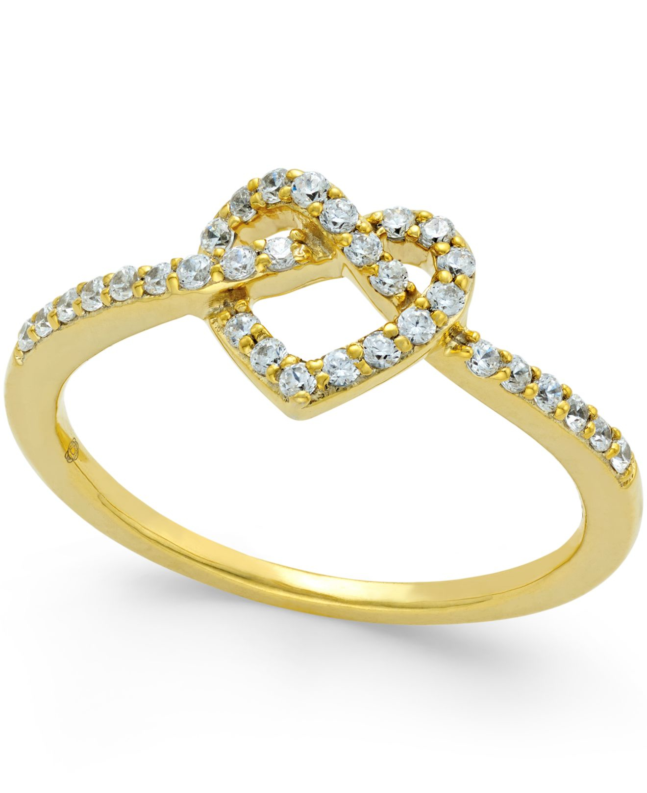 Macy's Diamond Heart Ring (1/4 Ct. T.w.) In 14k White Gold in Metallic ...