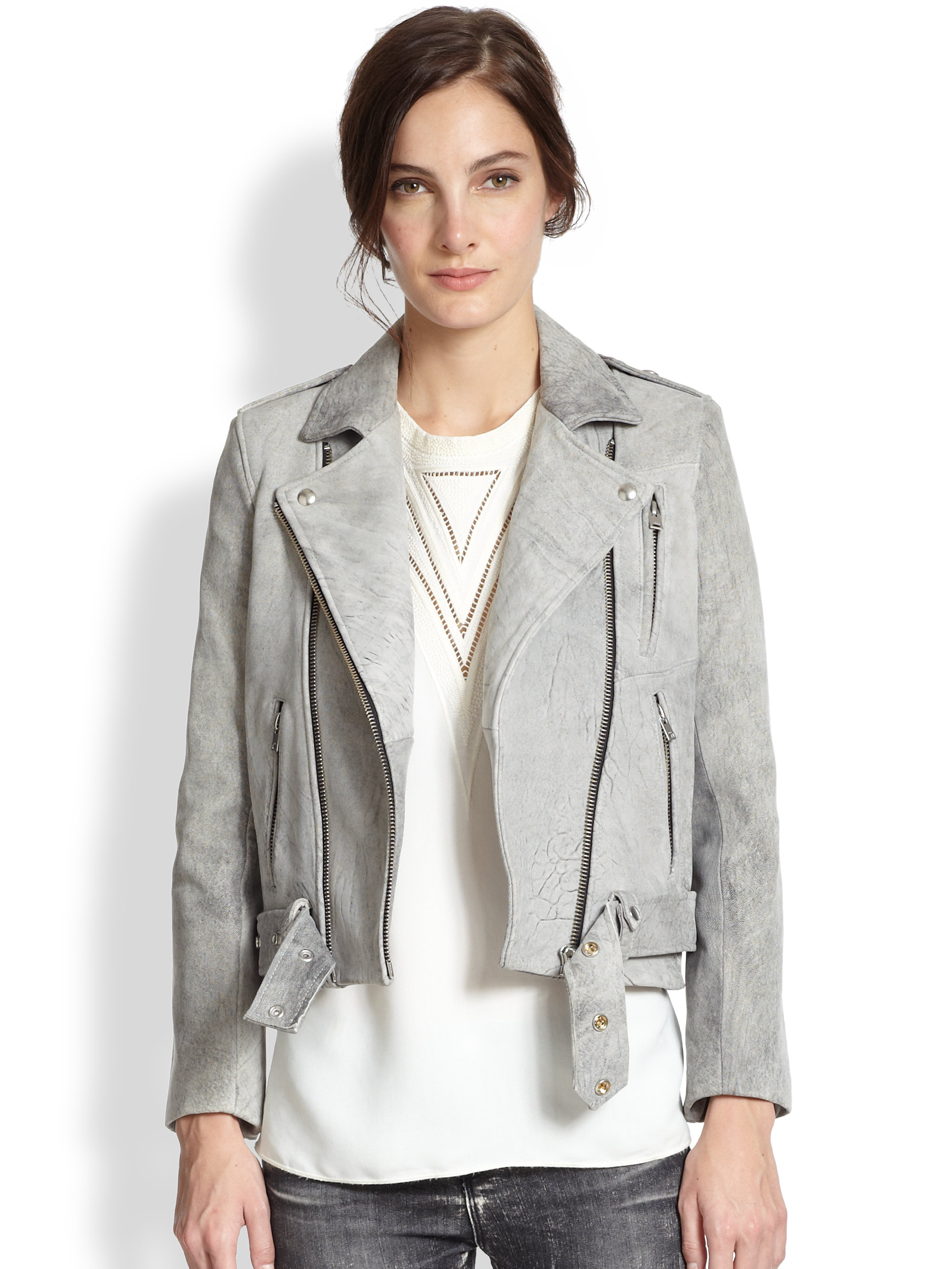 Lyst Iro Jova Washed Leather Motorcycle Jacket in Gray