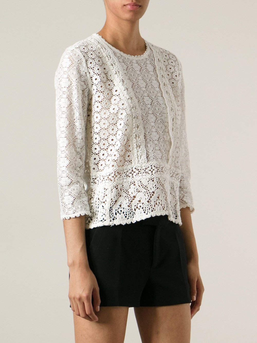 Lyst - Vanessa Bruno Athé Lace Top in White