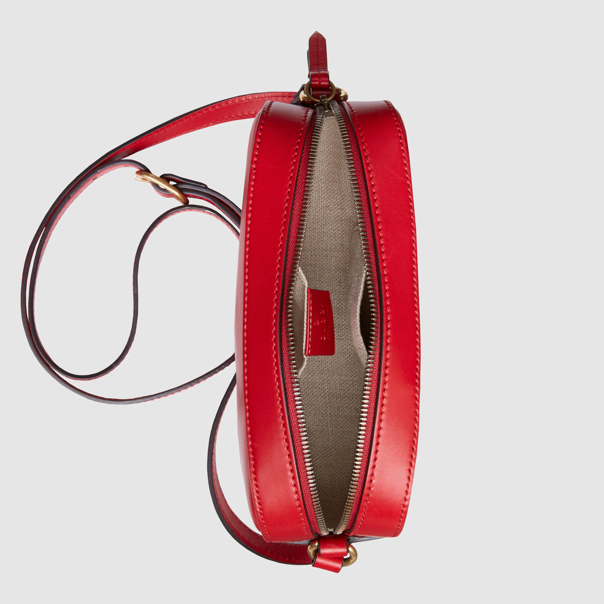 Gucci Bee Web Leather Shoulder Bag in Red Leather (Red) - Lyst