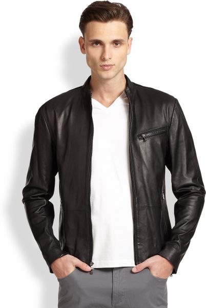 Michael Kors Leather Moto Jacket in Black for Men | Lyst