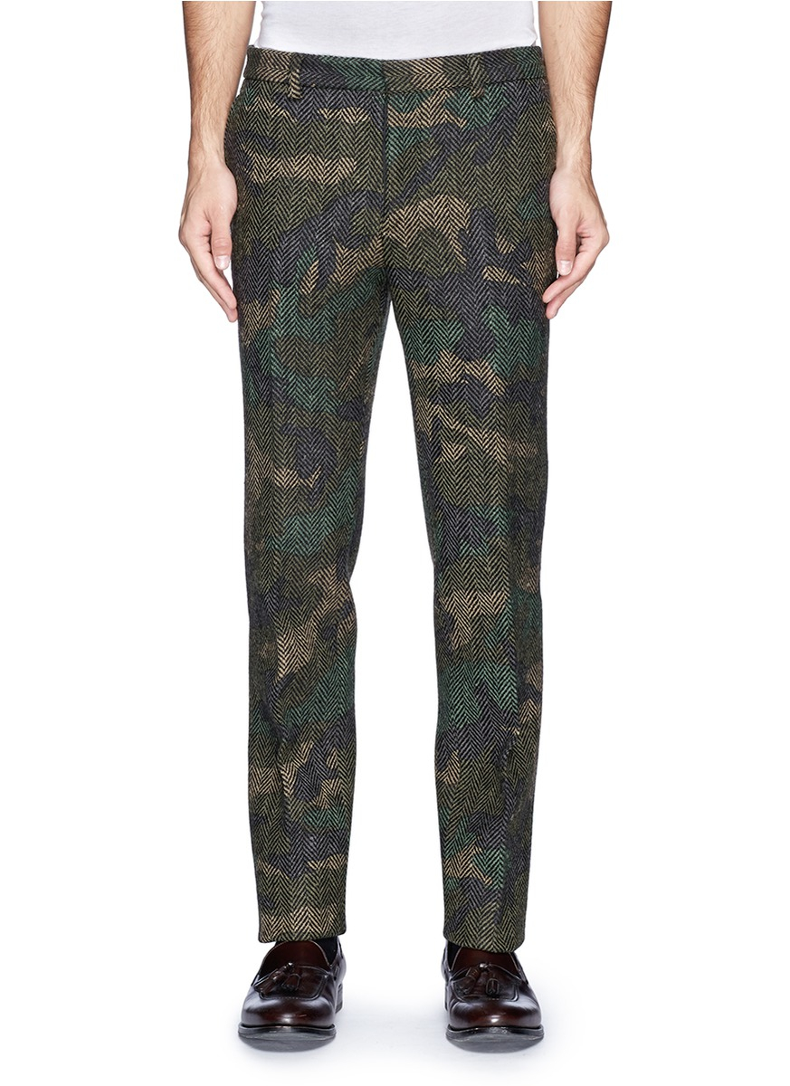 Lyst - Valentino Camouflage Herringbone Tweed Pants for Men