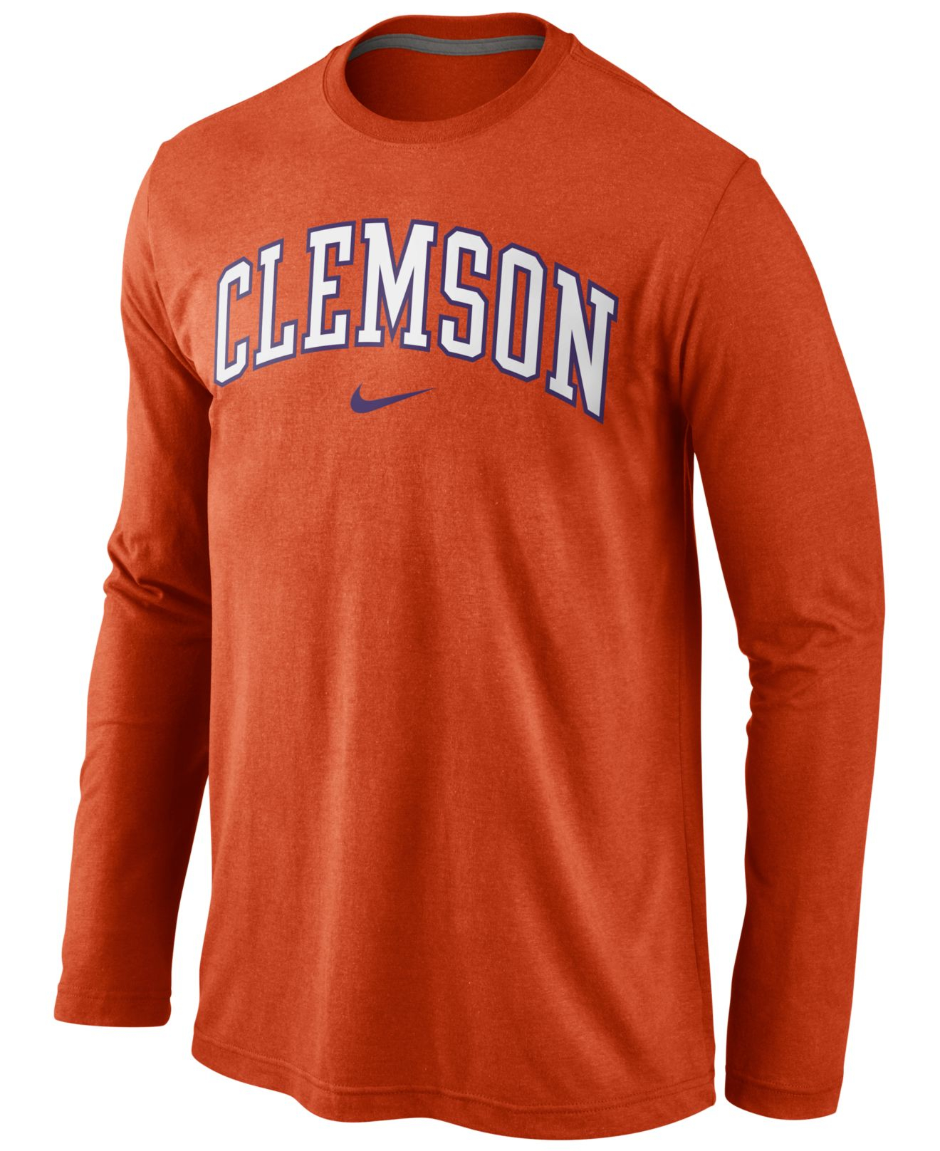 Nike Men'S Long-Sleeve Clemson Tigers Wordmark T-Shirt in Orange for ...