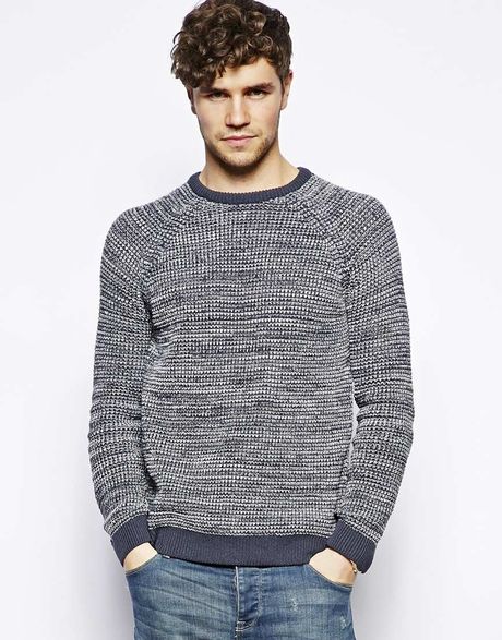 Asos Twisted Yarn Sweater in Blue for Men (Navy) | Lyst