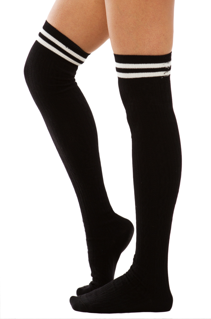 Akira Thighs The Limit Athletic Thigh High Black Socks in Black | Lyst