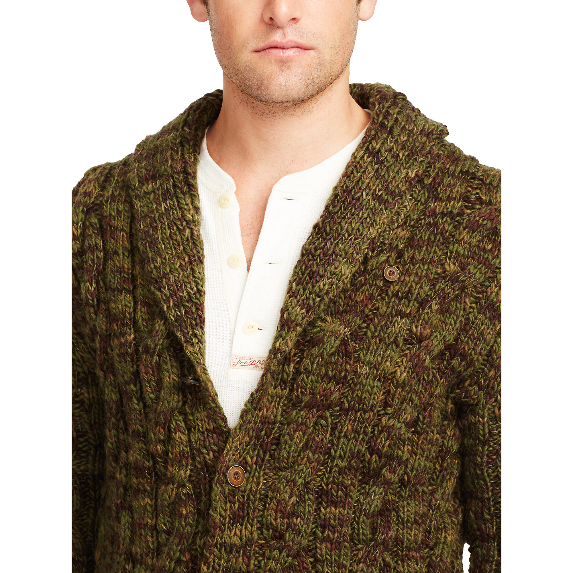 Lyst - Polo Ralph Lauren Camo Wool Shawl Cardigan in Green for Men