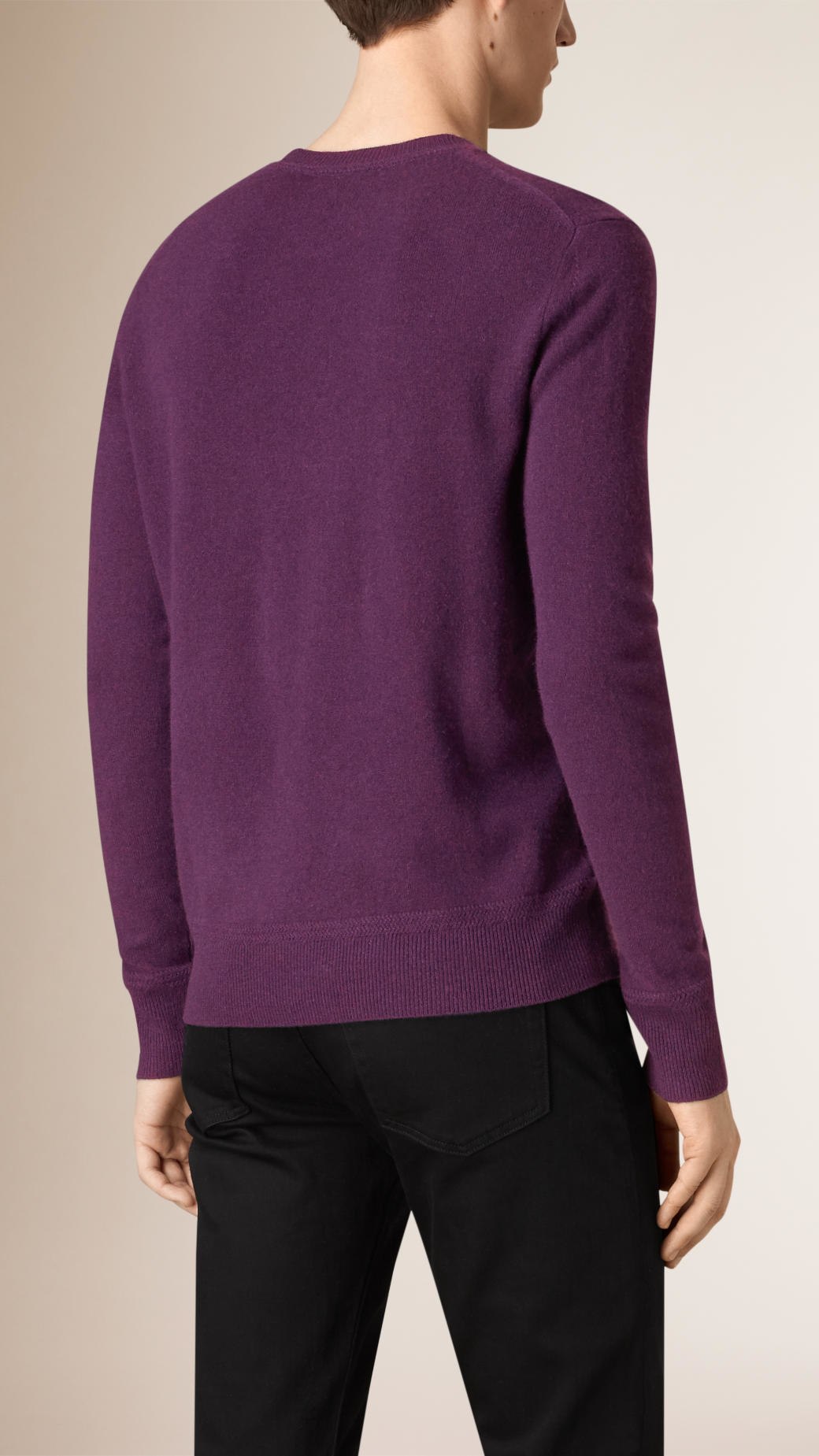 Lyst - Burberry Crew Neck Cashmere Sweater Regency Purple in Purple for Men