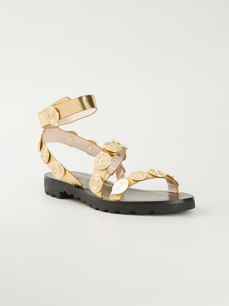 KENZO 'Coins' Sandals in Metallic - Lyst