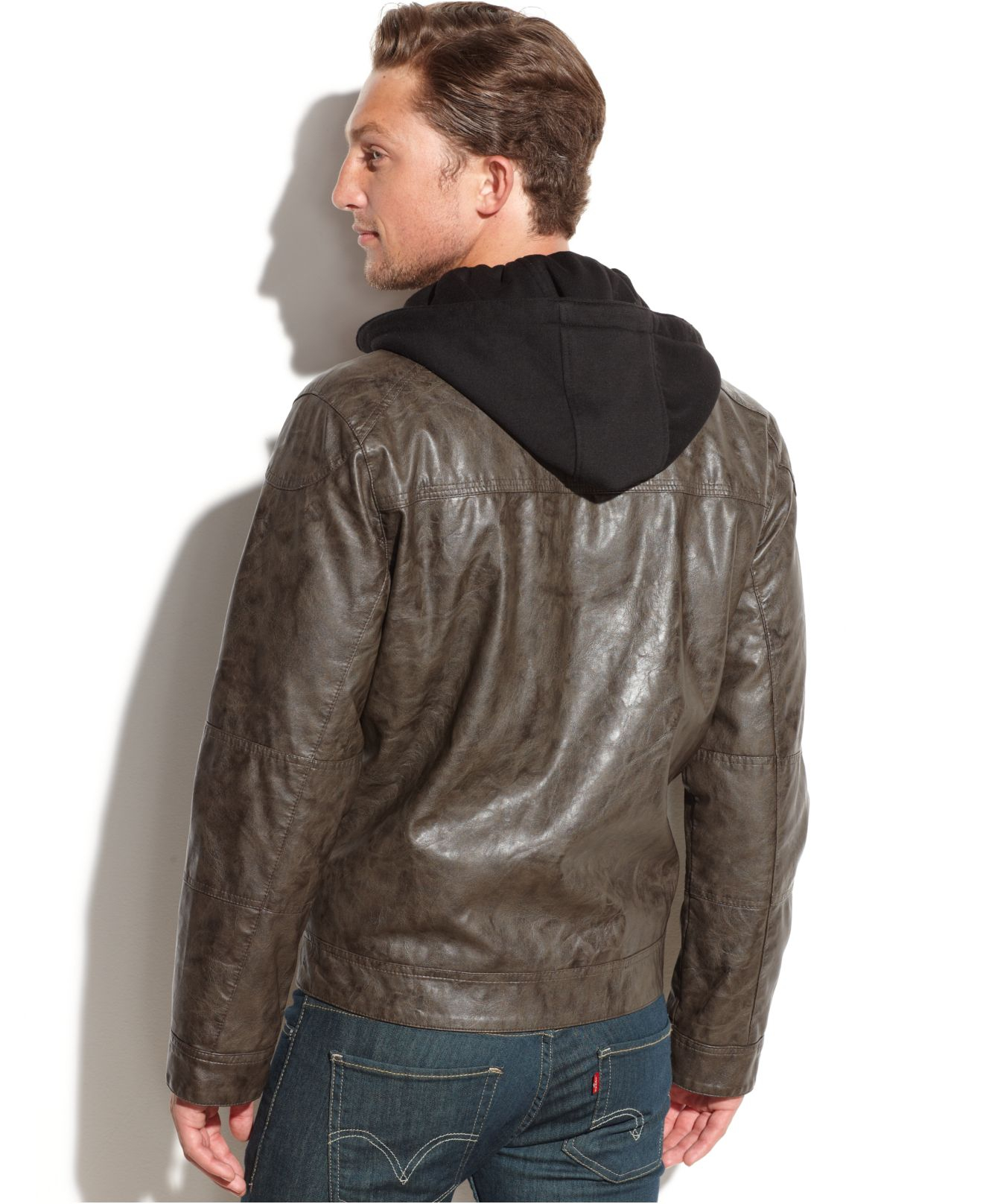 Lyst Calvin klein Hooded Faux Leather Moto Jacket in