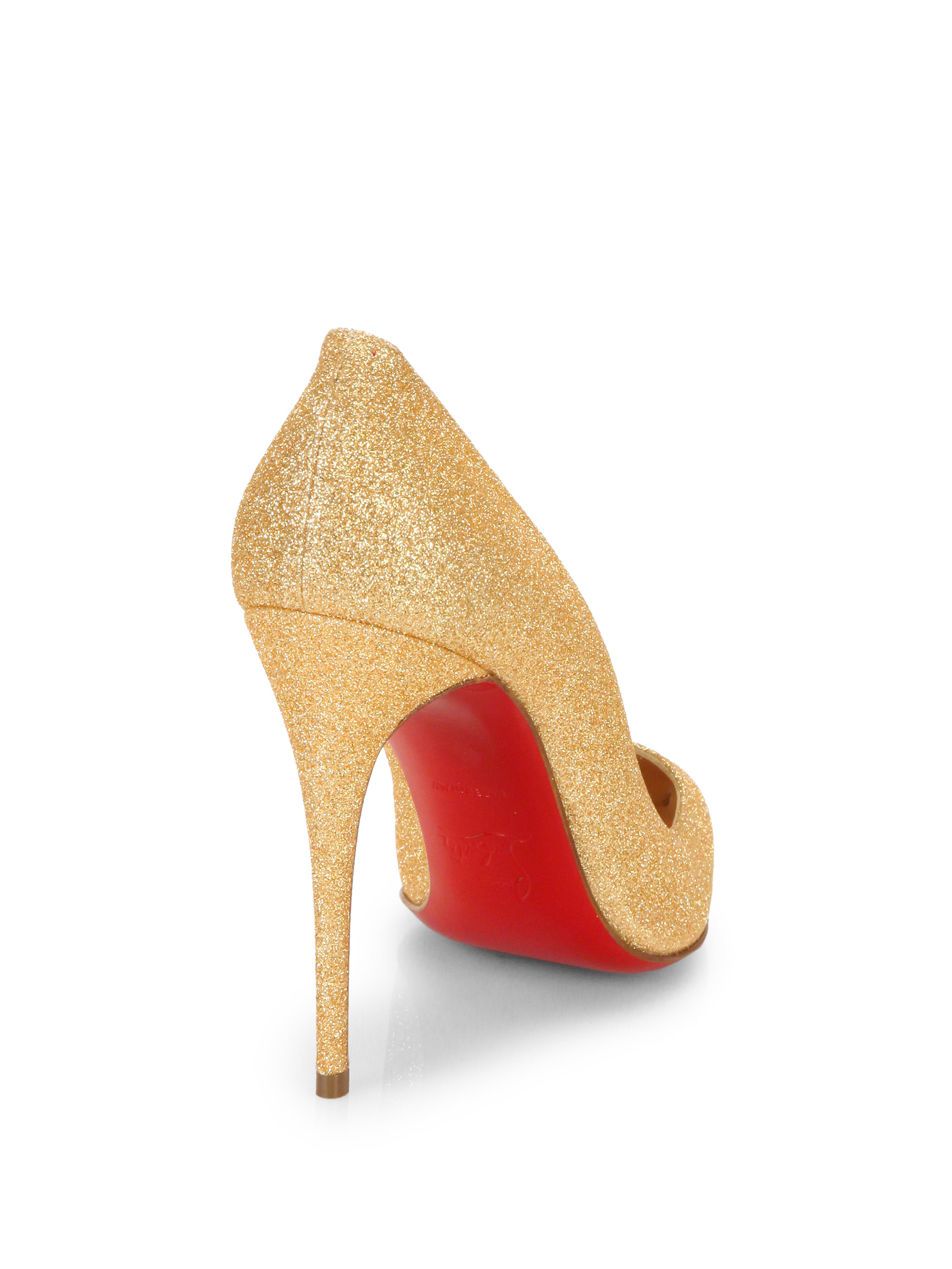 Christian louboutin Pigalle Glitter Pumps in Gold | Lyst