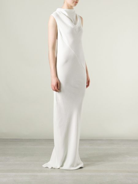 Rick Owens Draped Long Dress in White | Lyst