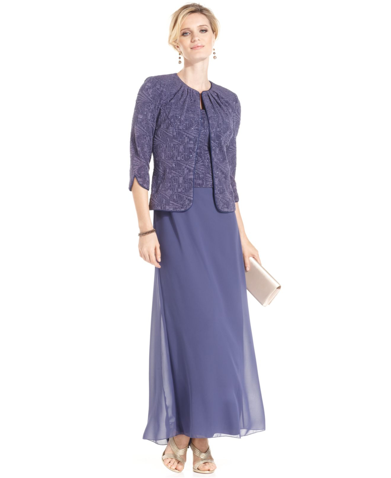 Lyst - Alex Evenings Petite Sleeveless Glitter Gown And Jacket in Purple