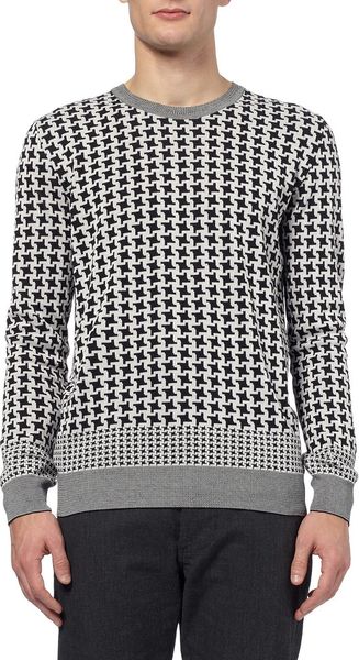 Ps By Paul Smith Houndstooth Check Cotton Sweater in Black for Men | Lyst