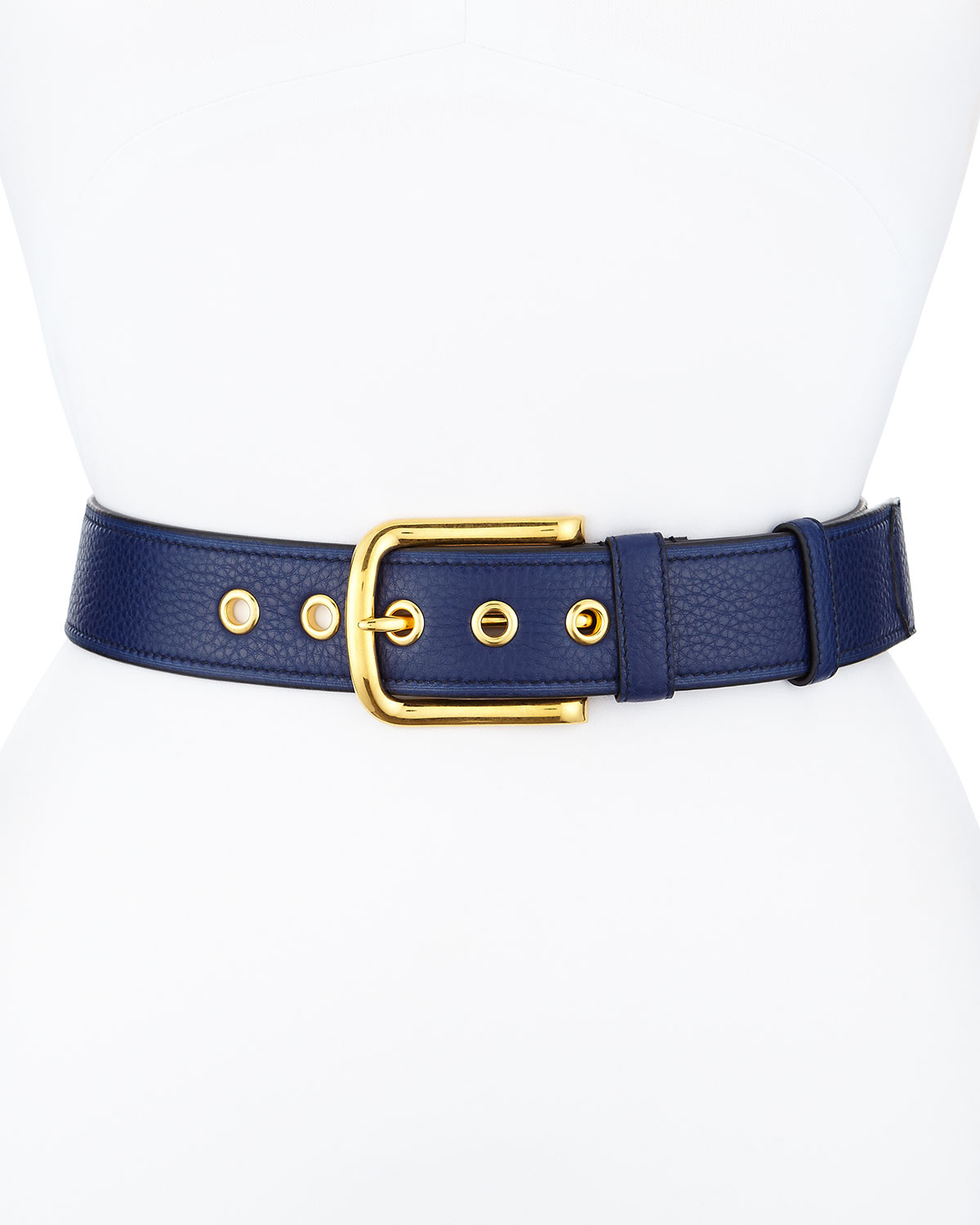 prada blue leather belt  