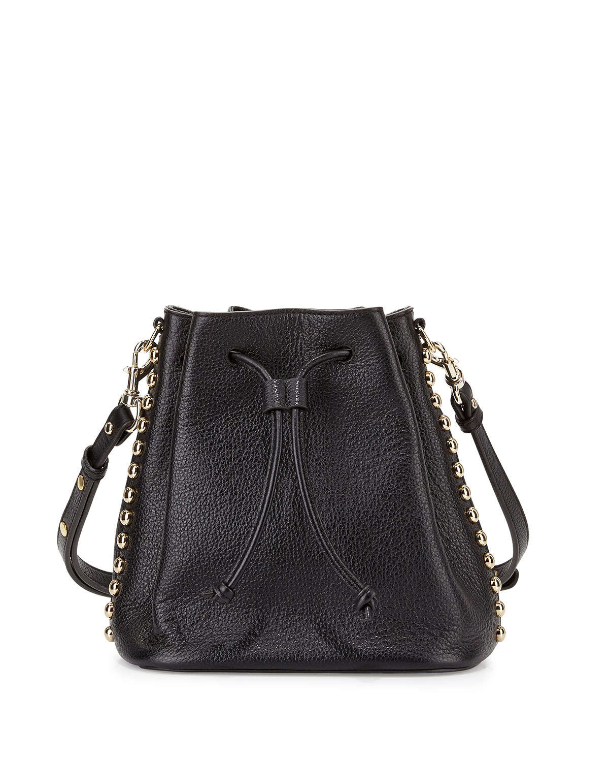 Lyst - Rebecca Minkoff Stud-Trim Leather Bucket Bag in Black