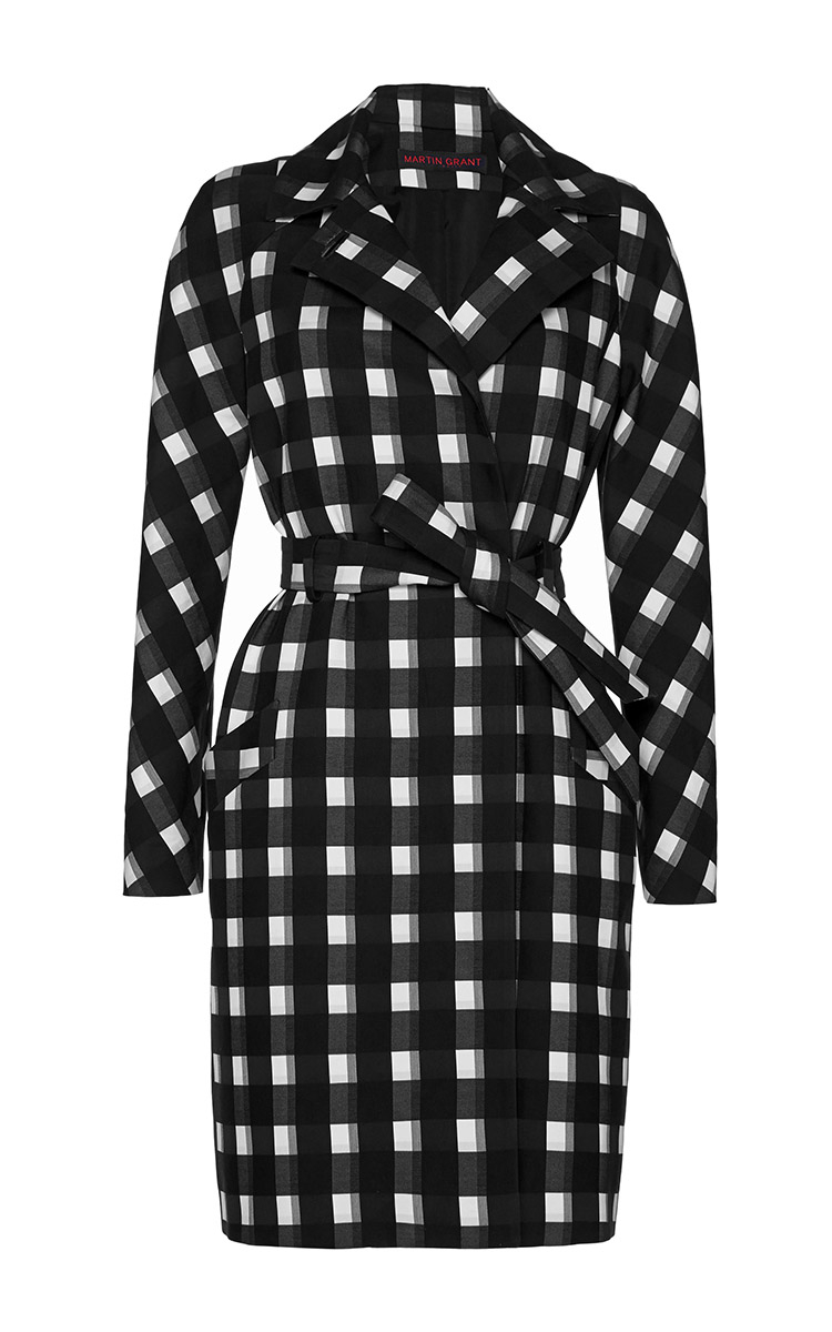 Burberry Mid Length Cotton Satin Check Trench Coat In Brown Lyst Gallery