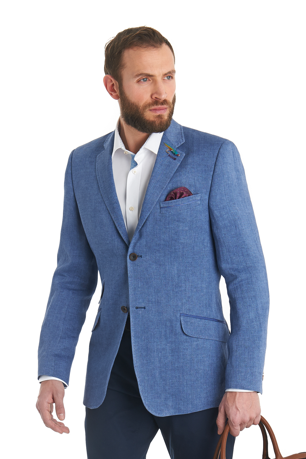 Ted baker Tailored Fit Blue Herringbone Jacket in Blue for Men | Lyst