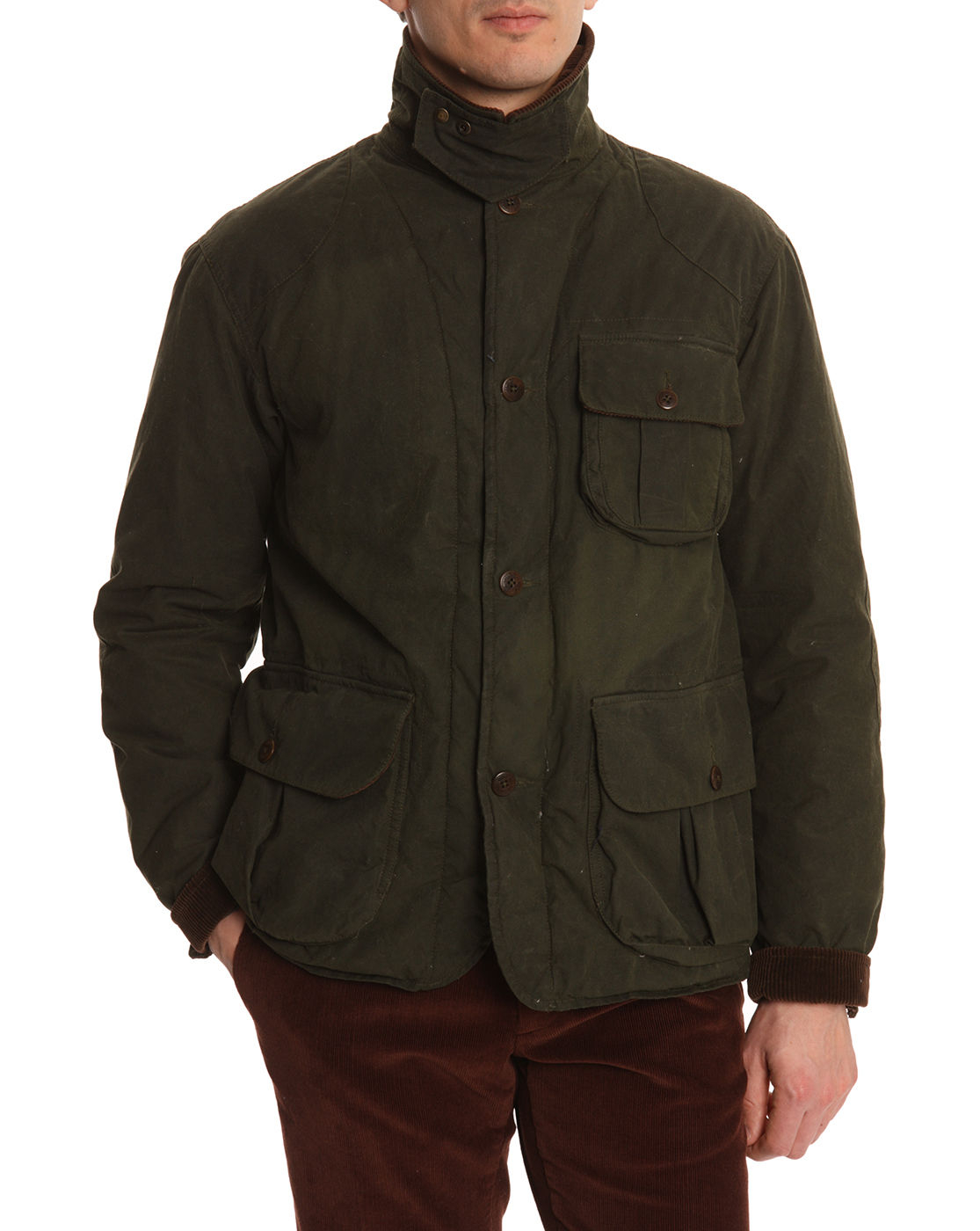 Polo Ralph Lauren Khaki Wax Cotton Back Pockets Jacket in Green for Men ...