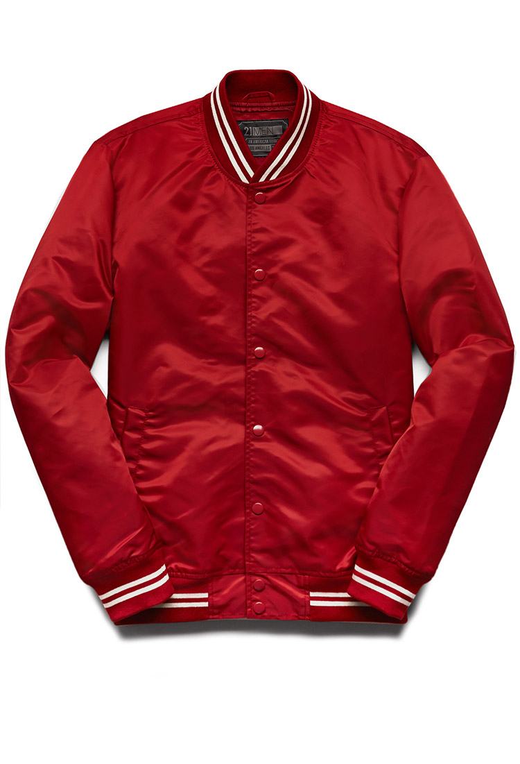 Forever 21 Striped Bomber Jacket in Red for Men | Lyst
