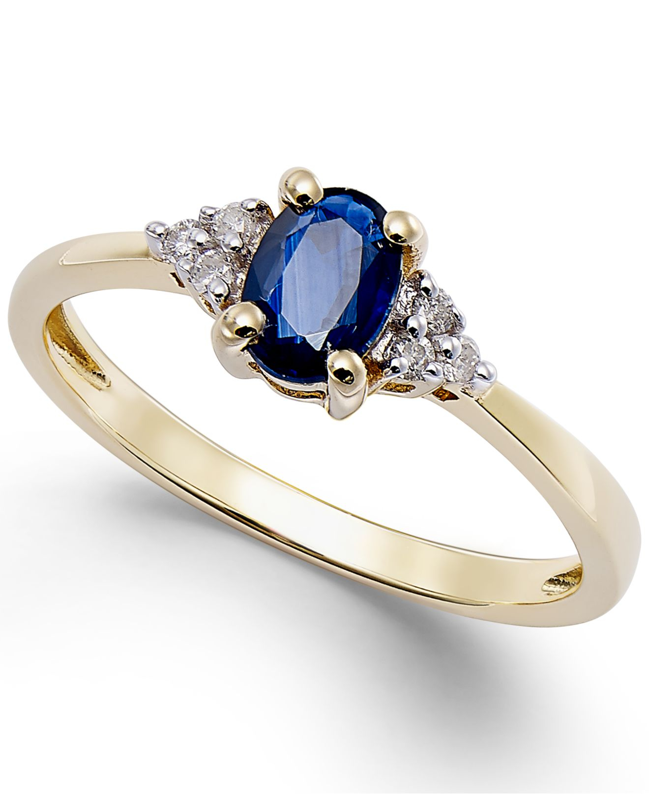 Macy's Sapphire (1/2 Ct. T.w.) And Diamond Accent Ring In 10k Gold in