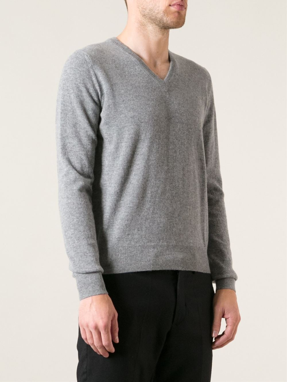 Moncler Vneck Sweater in Gray for Men | Lyst
