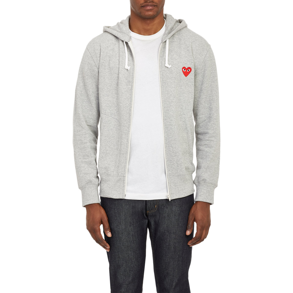 Play comme des garçons Cotton Hoodie in Gray for Men | Lyst