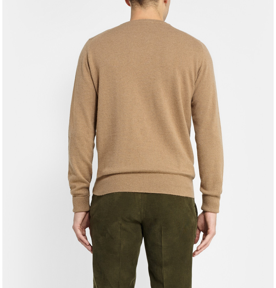 Lyst - William Lockie Crew Neck Camel Sweater in Brown for Men