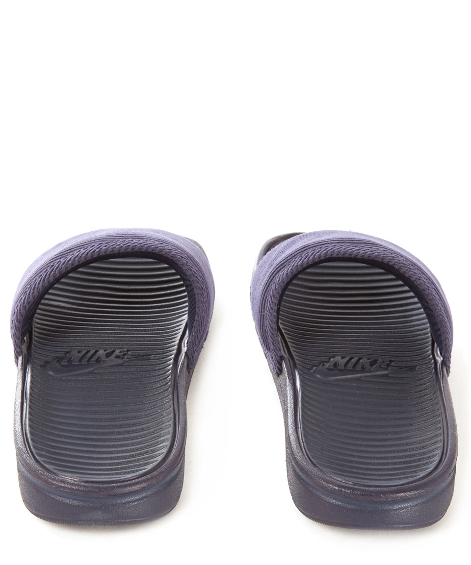 nike benassi slides purple and gold