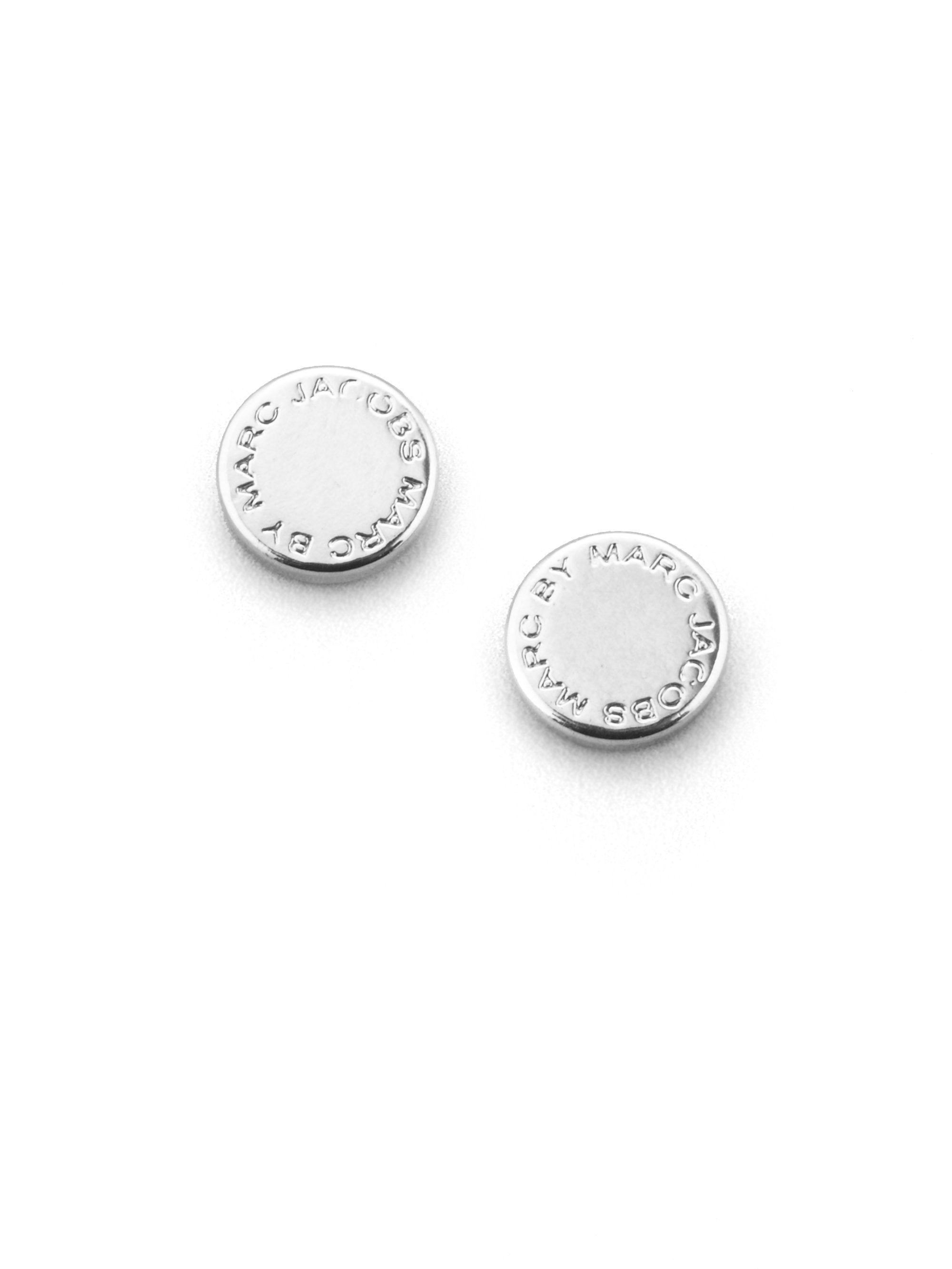 Marc Jacobs Disc Earrings Uk Best All Earring Photos Kamilmaciol Com Lyst Marc By Jacobs Logo Disc Stud Earrings Silvertone In