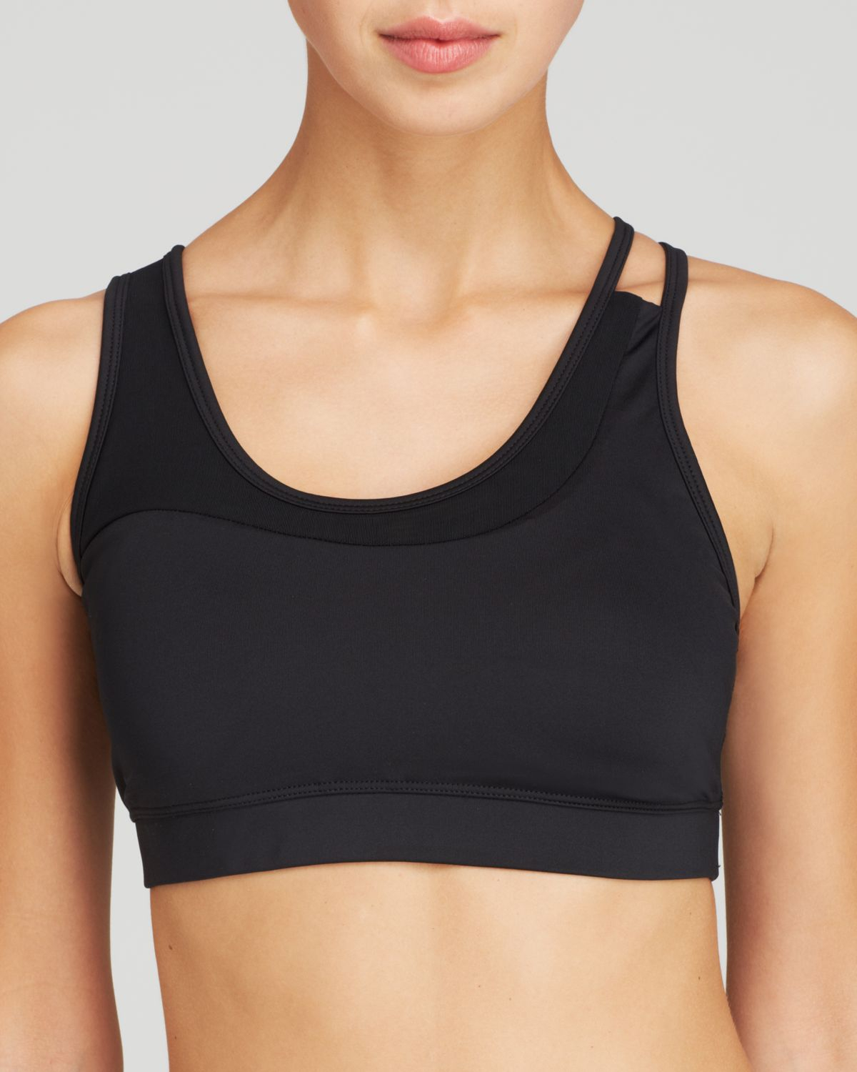 white and black sports bra