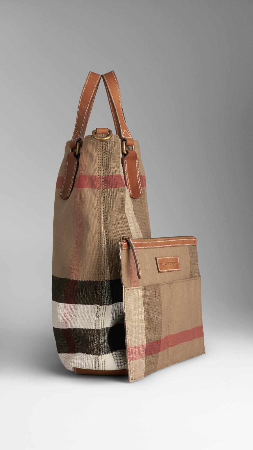 Lyst - Burberry Medium Canvas Check Tote Bag in Brown