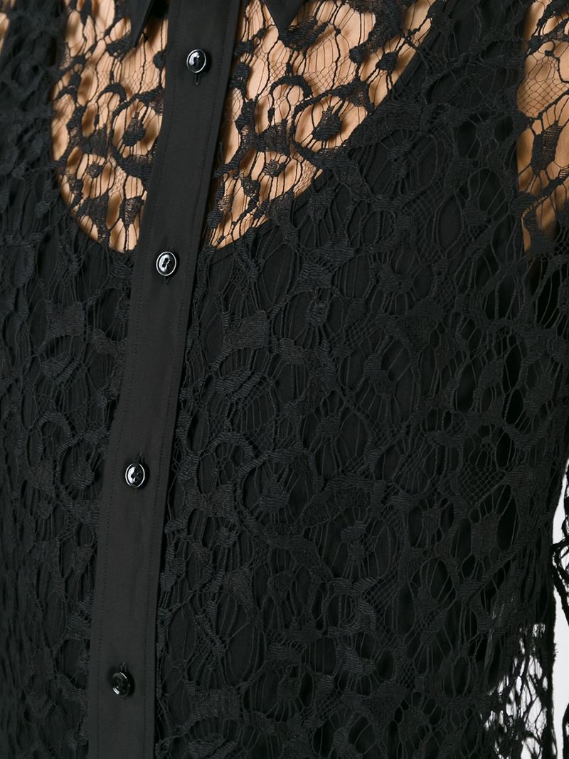 Lyst Saint Laurent Sheer Lace Shirt In Black For Men 8856