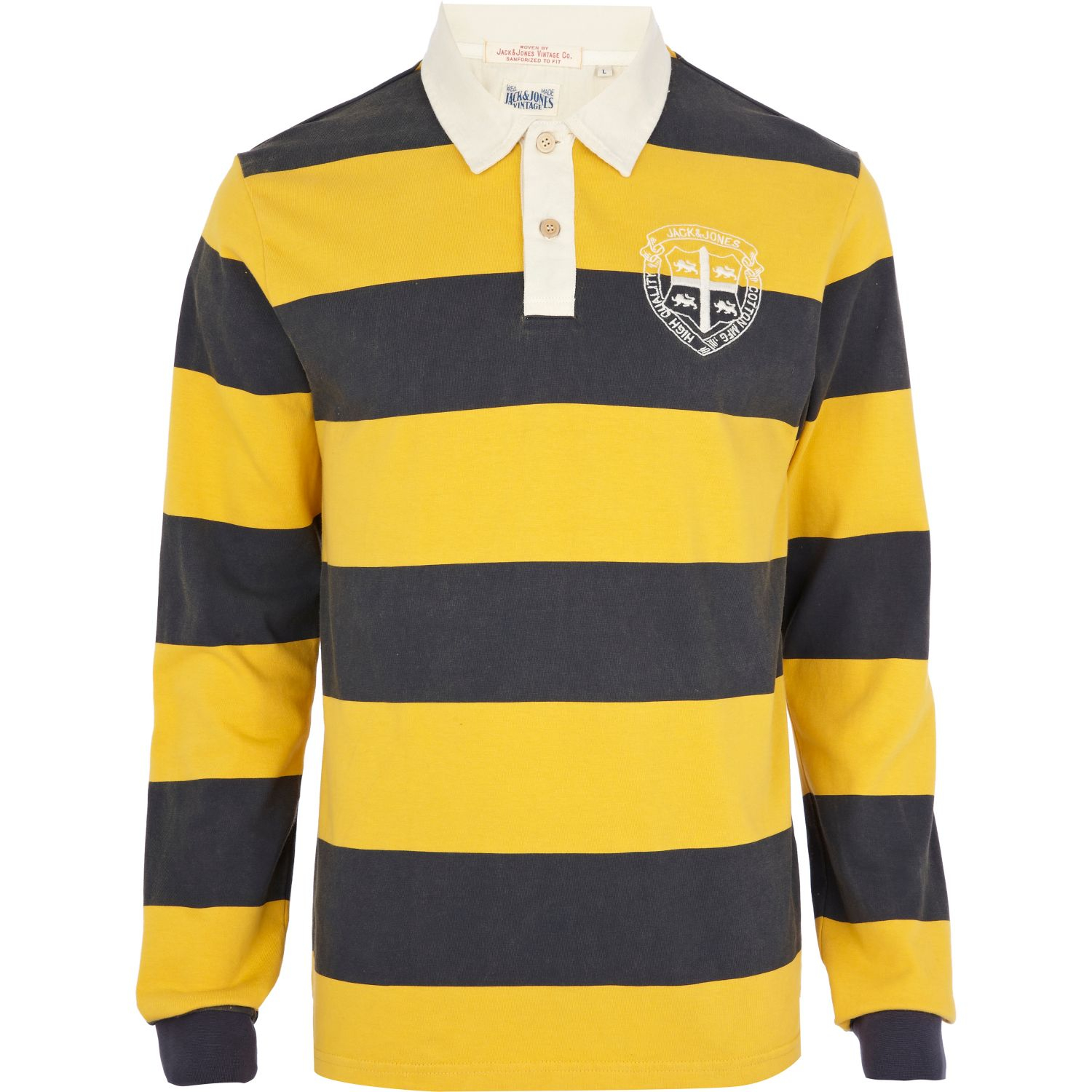 River Island Yellow Stripe Jack Jones Vintage Polo Shirt in Black for ...