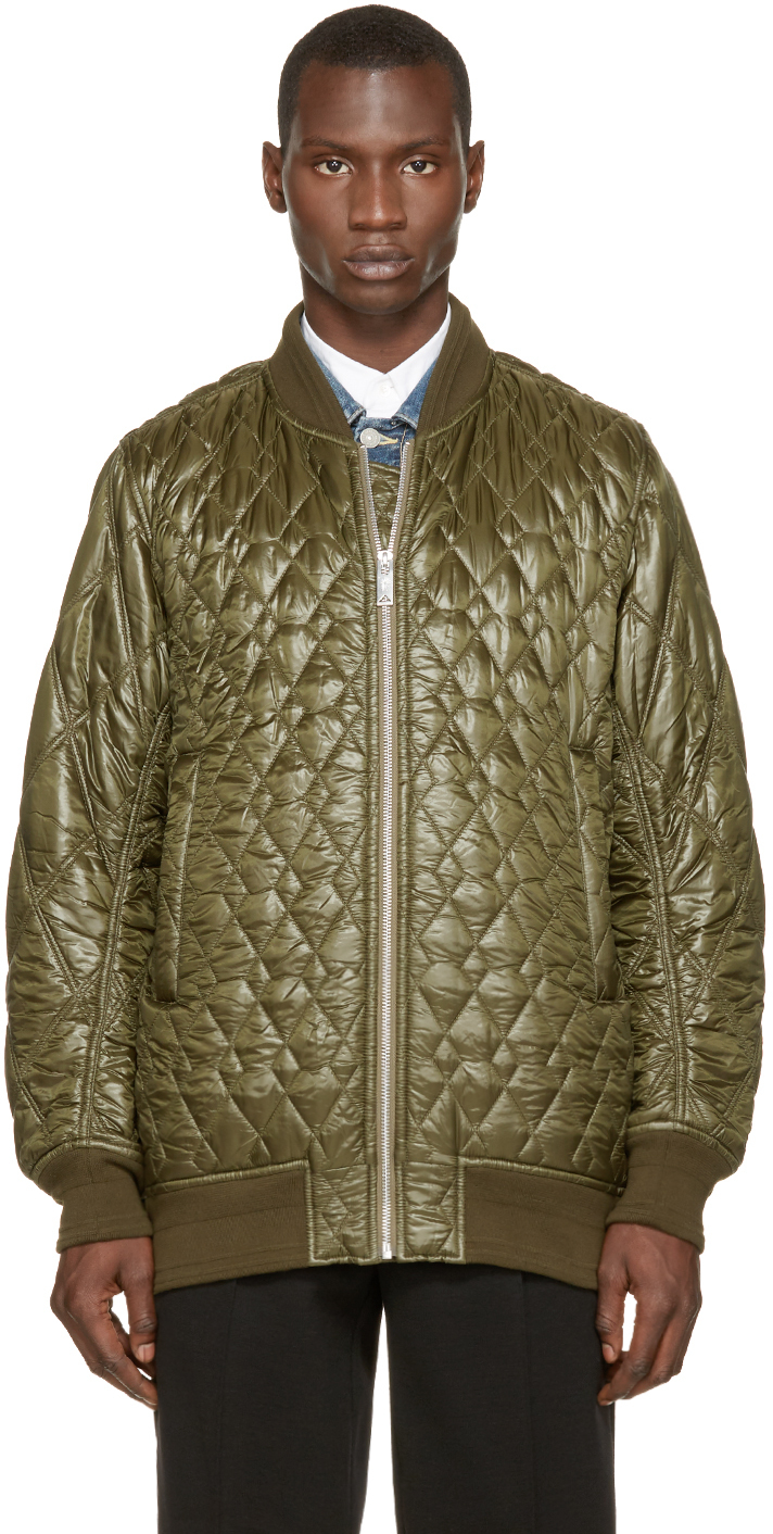 Miharayasuhiro Green Quilted Bomber Jacket in Green for Men | Lyst