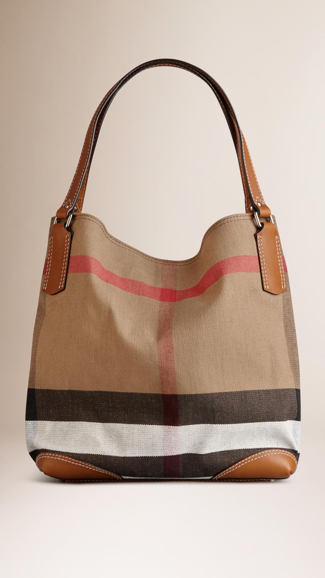 Burberry Medium Canvas Check Tote Bag in Brown (saddle brown) | Lyst